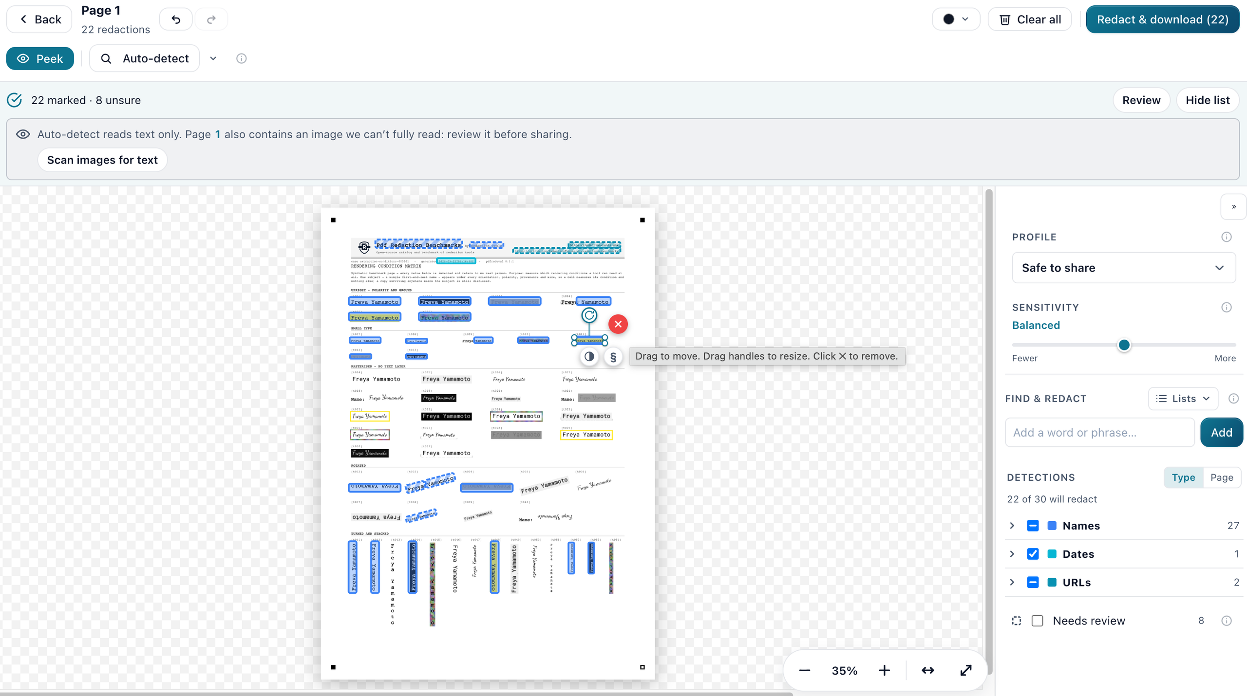 Screenshot 1 of 1, taken while KeptPDF was run